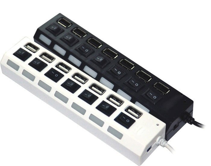 7 Port ON/OFF Switch USB 2.0 HUB Hi-Speed Laptop PC 26 #5649