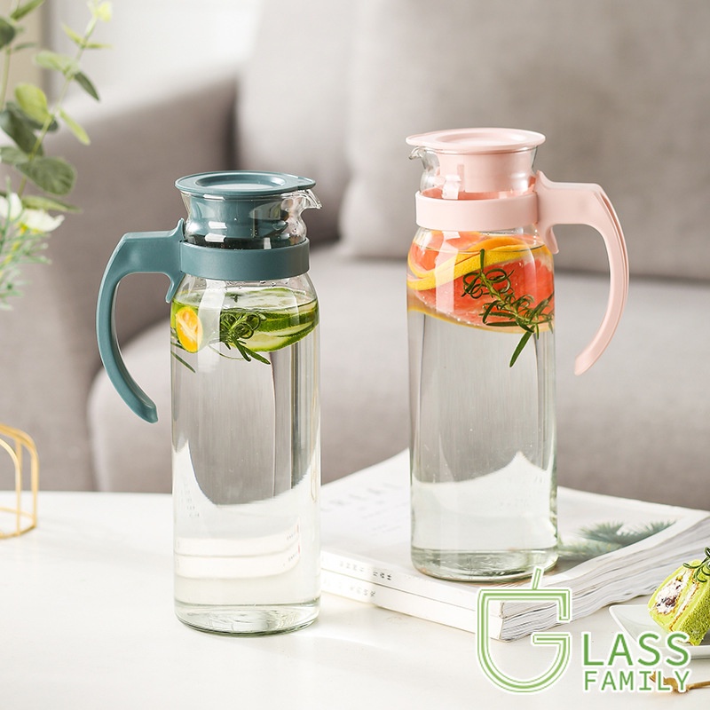 GF Glass Water Pitcher with Lid and Handle Heat Resistant Glass Carafe Pitcher for Tea,Juice,Milk,Cold Beverage dispenser