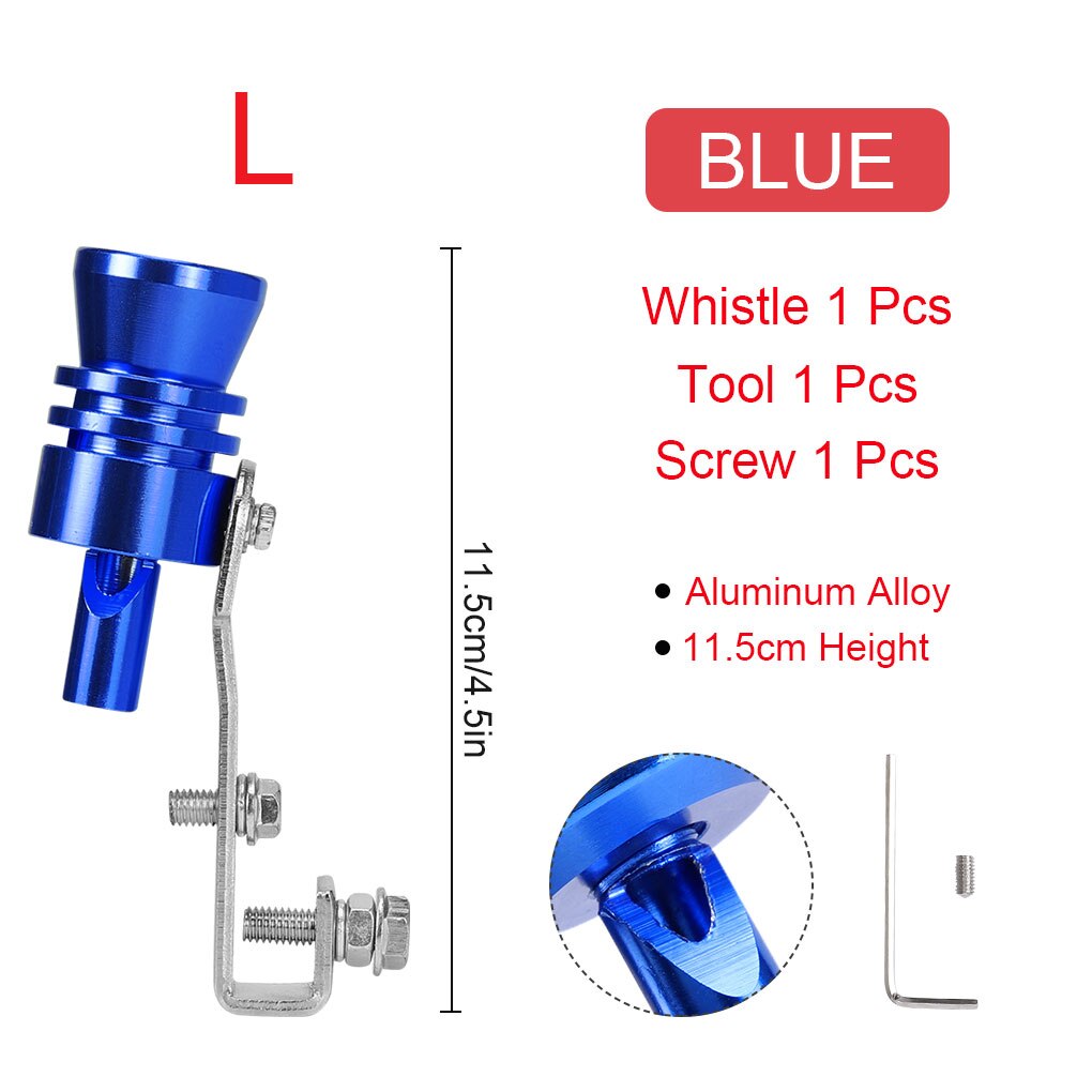S-XL Universel Voiture Turbo Sifflet Voiture Réaménagement Turbo Sifflet Tuyau D'échappement Sound Turbo Queue Universelle Simulateur Whistler 5 Couleurs: Blue for L