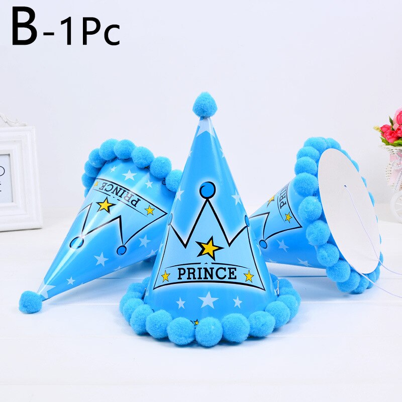 Birthday Caps Baby Kid Rainbow Birthday Party Hat Child Crown Decoration Pompon Paper Cap Cartoon Pattern Festival Birthday Hat: B