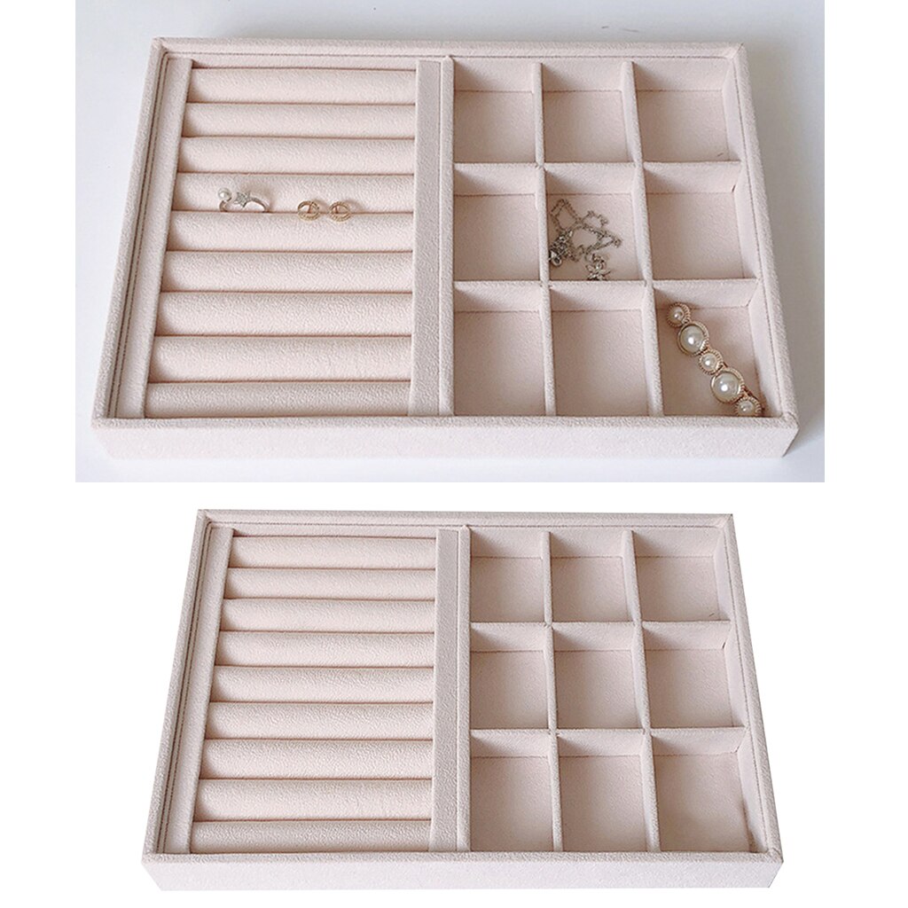 Velvet Earring Ring Jewelry Display Storage Box Tray Organizer Holder Showcase: H