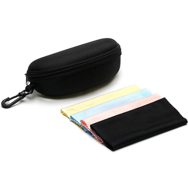 1Pcs Harde Rits Doos Draagbare Zonnebril Protector Travel Pack Bag Bril Case Black Eyewear Accessoires: box whit cloth