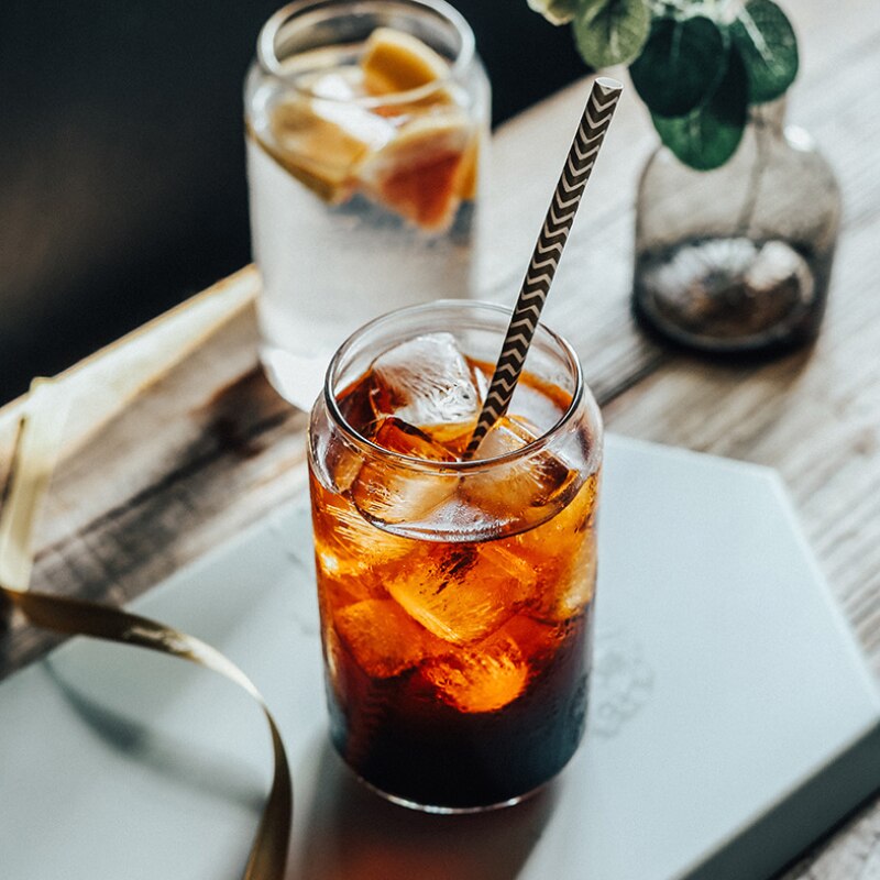 Glass Mug Cola Can Shaped Glass Mug Cold Drink Cup Cafe Beverage Juice Milk Cup Heat Resistant Drink Glass Mug