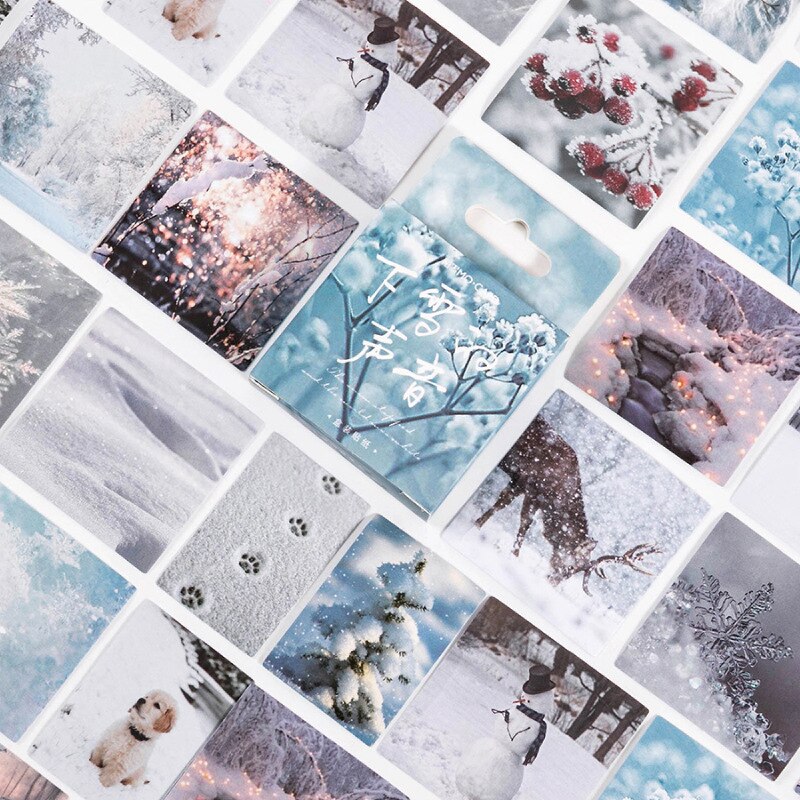 46pcs/pack Winter Snow Scenery Label Stickers Pack Posted It Kawaii Planner Scrapbooking Stationery Stickers Office Decoration: Default Title