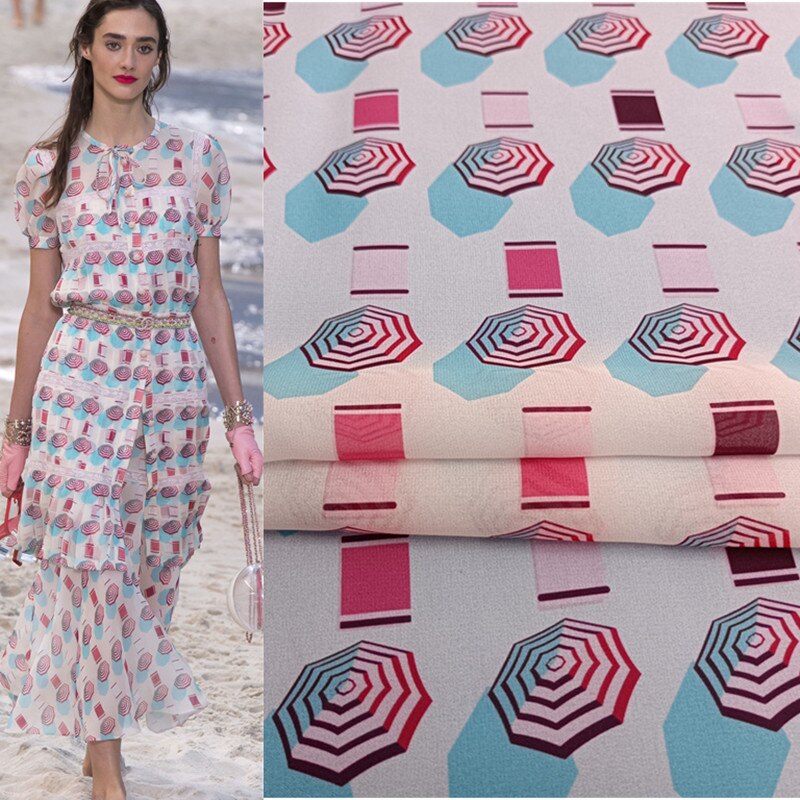 purple flower digital printing polyester cotton fabric custom summer thin dress shirt fabric: 3 chiffon / 100cm