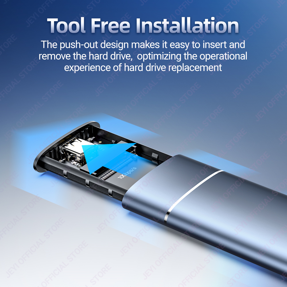 JEYI Aluminum M.2 NVME SSD Enclosure Adapter, USB 3.2 Gen 2 (10 Gbps) to NVME M-Key/(B+M) Key SSD External Case With Trim UASP