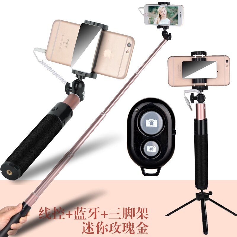 Aluminium flexibel selfie stickar foto tar trådlös bluetooth fjärrlucka för android mobiltelefon smart telefon för i-telefon: Guld 1
