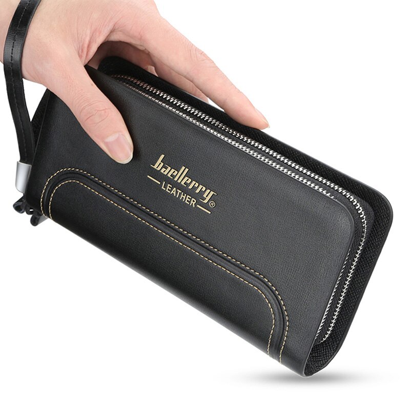 Marca de luxo homens carteiras longo bolsa de embreagem grande capacidade zíperes carteira masculina couro do plutônio carteira de negócios