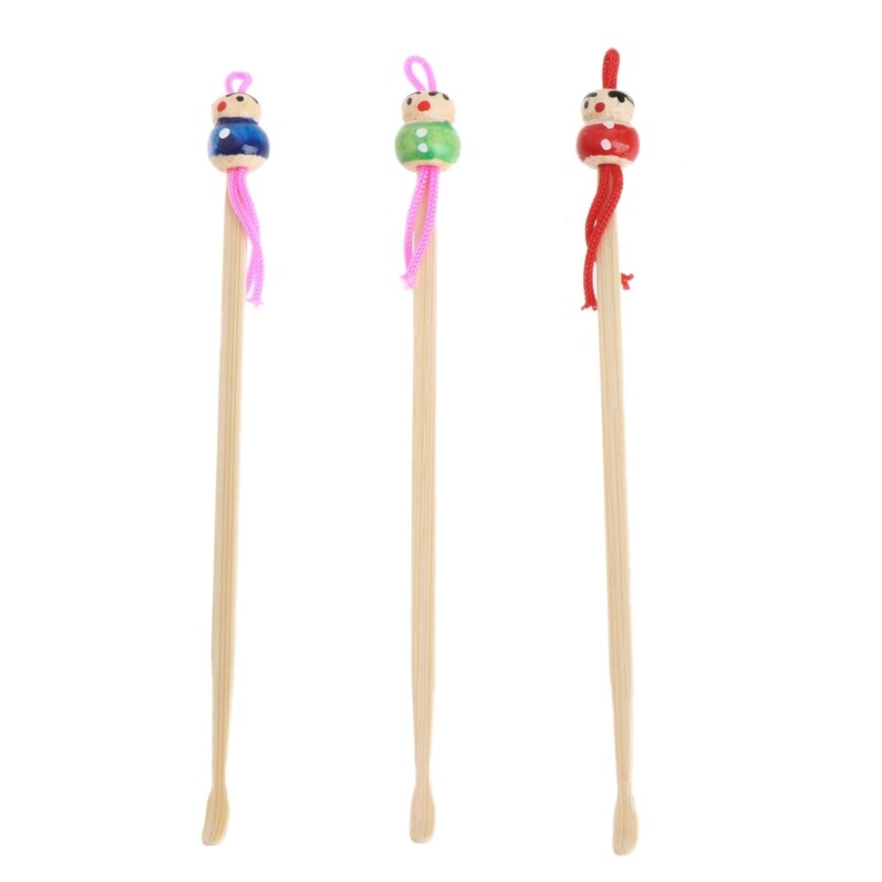 DUAI, 10 Uds., muñeca de dibujos animados, cuchara de bambú para quitar la cera de los oídos, herramienta de seguridad para el cuidado del oído, color aleatorio