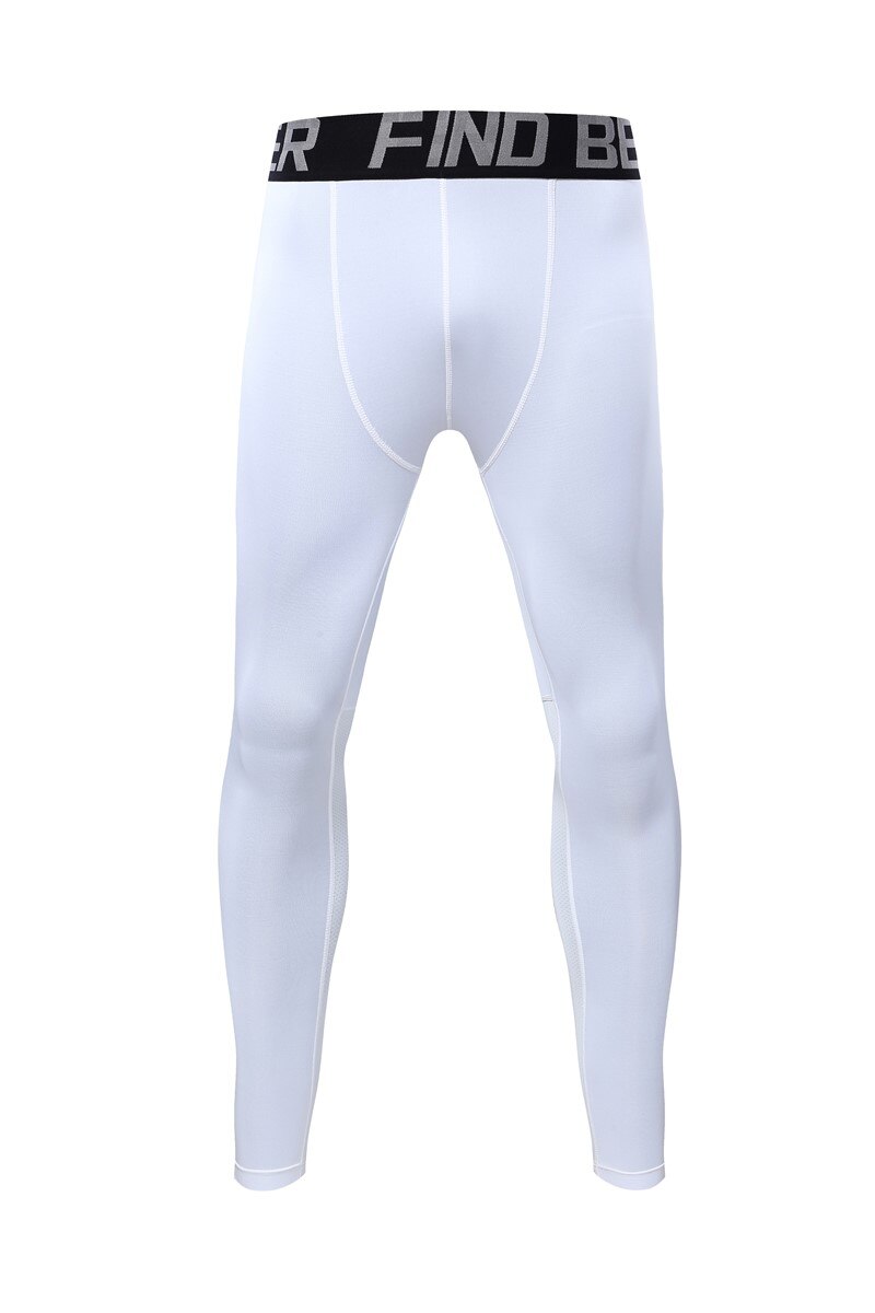 HOWE AO Fitness Running Tights Men Jogger Bodybuilding Sports Leggings Gym Compression Jogging Pants Long Trousers Sport Pants: White / M