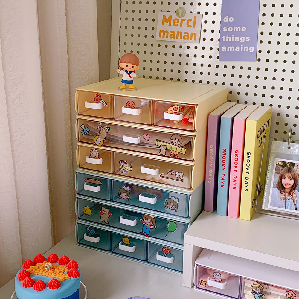 Boîte de rangement de bureau en acrylique, organisateur de tiroir, support anti-poussière, boîte de tri de papeterie de bureau pour étudiants, organisateur multifonction