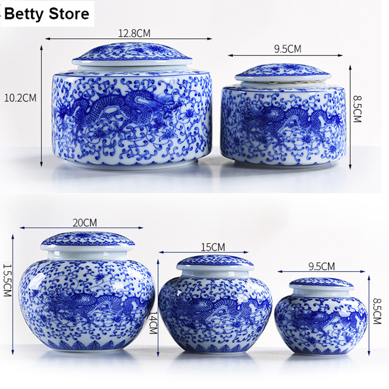 Cilindrische Draak Keramische Thee Caddy Reliëf Bloem Verzegeld Opslag Jar Huishoudelijke Snoep Moer Opslag Jar Container Art Decoratie