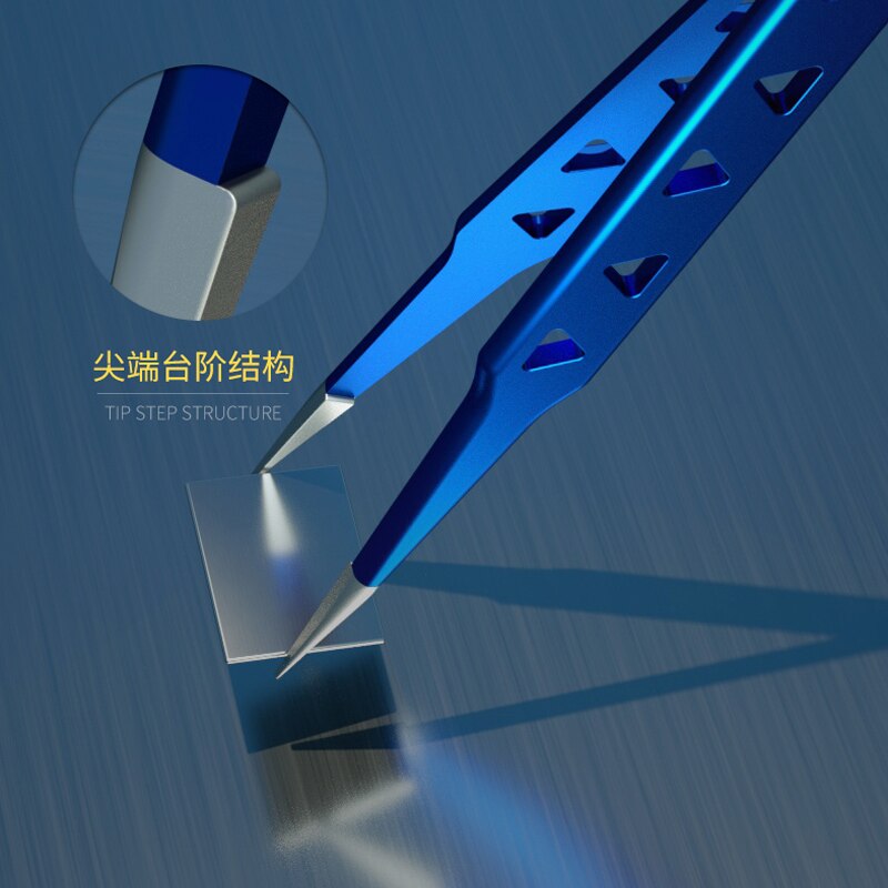 AAC-14 mecánicas huecas para disipar el calor, pinzas alargadas y gruesas de alta dureza para reparar teléfonos móviles, pinzas IC PCB