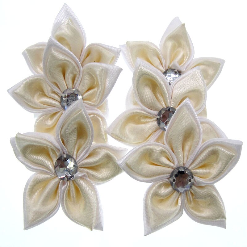 20 Stücke Satin- Blumen Strass Sternförmigen 2 Schichten Applikationen Nähen Haar Bogen Zubehör Handwerk Dekorationen 5,0 cm