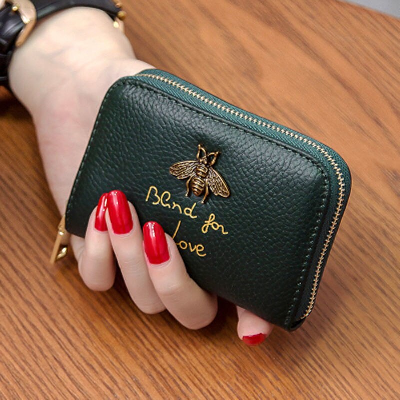 Multifunctional Organ Card Holder Female Zipper Male Cute Coin Purse Female Bank Business Card Holder Bus Card Set: Green