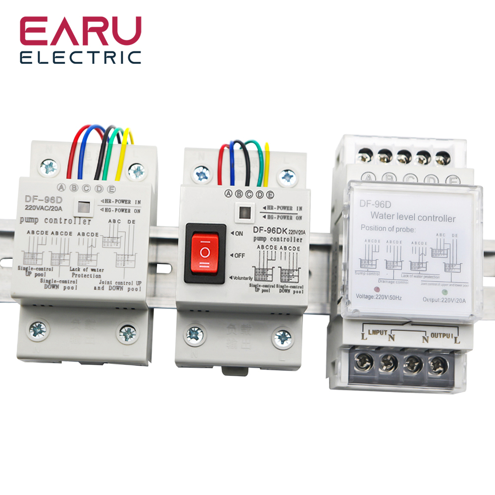 DF-96D DF-96DK Water Level Controller Switch 20A 220V Water Tank Liquid Level Detection Sensor Water Pump Controller 2M Wires