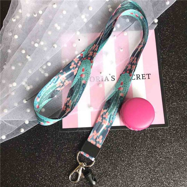 Lanyard for Keys flower lanyard for iphone 7 Samsung Phones MP3 USB Flash Drives Keys Keychains ID Name Tag Badge Holders: pink green