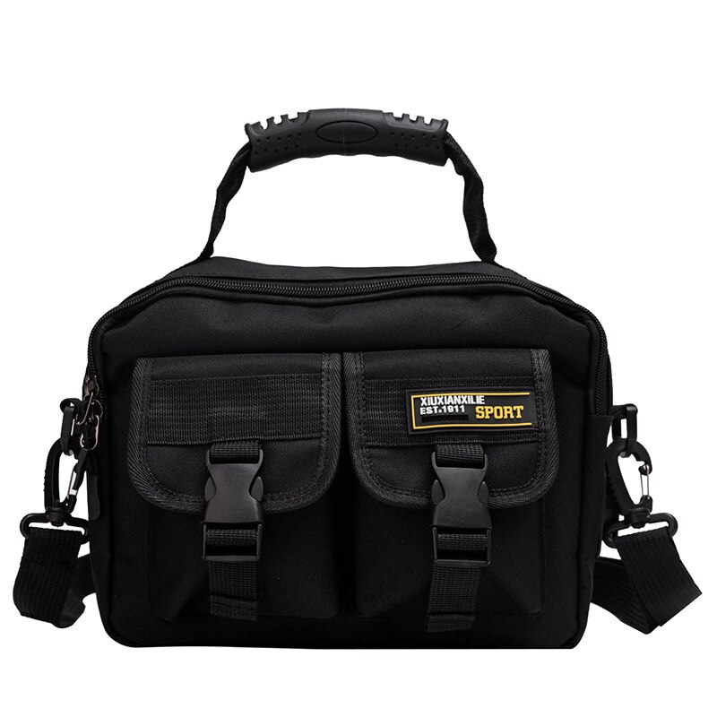 Ougger Neue Hip Hop Stil Schulter Tasche Japanischen Stil Messenger Bag Vielseitige Arbeit Kleidung Straße Hip Hop Schulter Tasche: Black