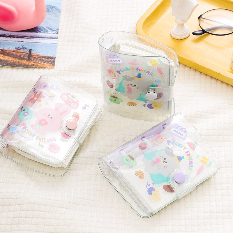 Korean Mini 3 Hole Binder Loose-leaf Notebooks and Journals Pocket Pvc Transparent to Do List Check Notepad School Stationery