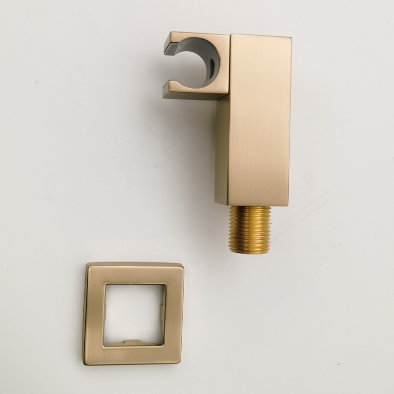 Brushed Gold Hand Shower System Set with Wall Mounted Concealed Tap Faucet Mixer Round and Square and Cold Bathroom Fixture: Square Holder outlet