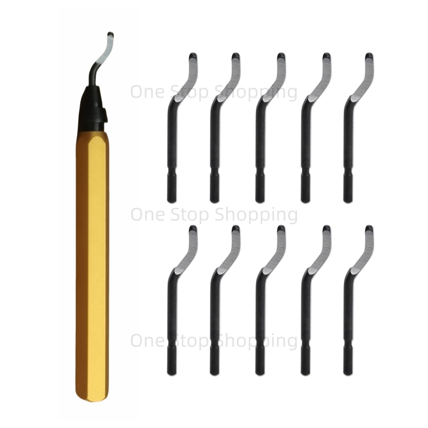 Entgratungswerkzeug RB1000 mit 10 Stück BS1010 HSS-Klingen Entgratungswerkzeug für Metall, Aluminium, Kupfer, Kunststoffrohr, 3D-Druck, Messing: Himmel Blau