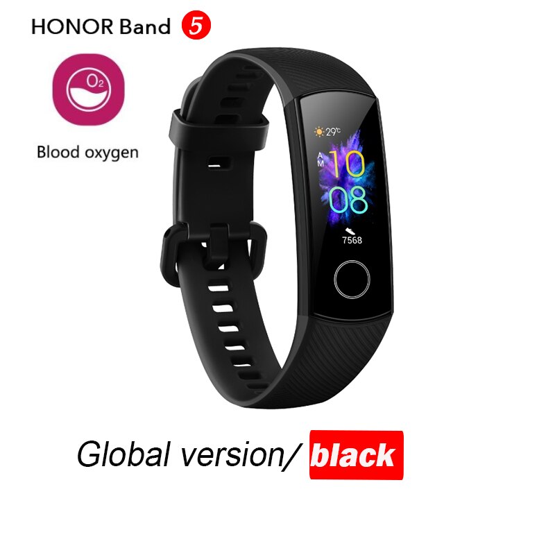 Honor band 5 wereldwijde versie smartband amoled hartslag fitness slaap zwemmen sport bloedzuurstofmeter: Alleen zwart wereldwijd