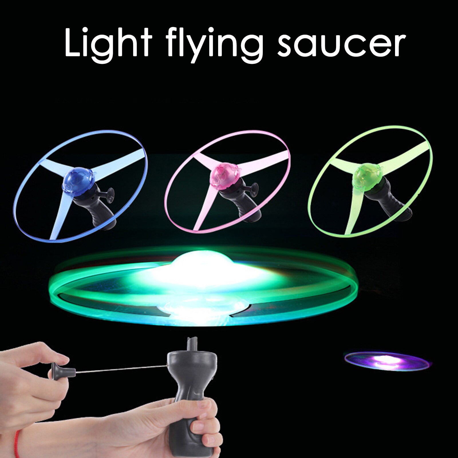 1Pc Fun Outdoor Sport Pull Lijn Schotel Speelgoed Led Verlichting Ufo Ouder-kind Interactie Creatieve 7 Kleur Spin-Off