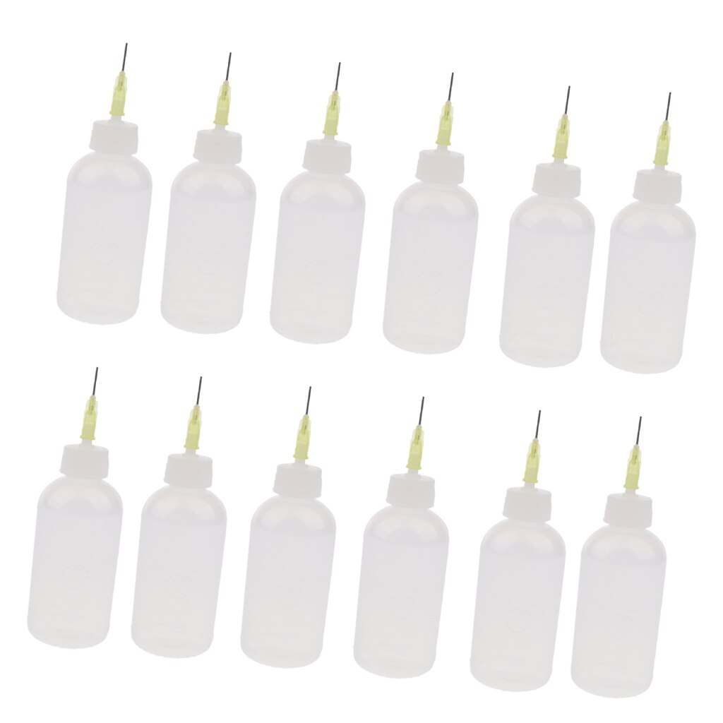 12X50Ml Lijm Olie Applicator Fles Clear Precisie Tip Quilling Flessen