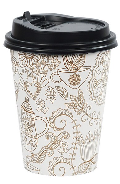 50 Stuks Creatieve Bloem Wegwerp Koffie Cup 8 Oz/14 Oz/16 Oz Afternoon Tea Papier cup Takeaway Verpakking Met Deksel: cup and lid1 / 16oz 500ml 50pcs
