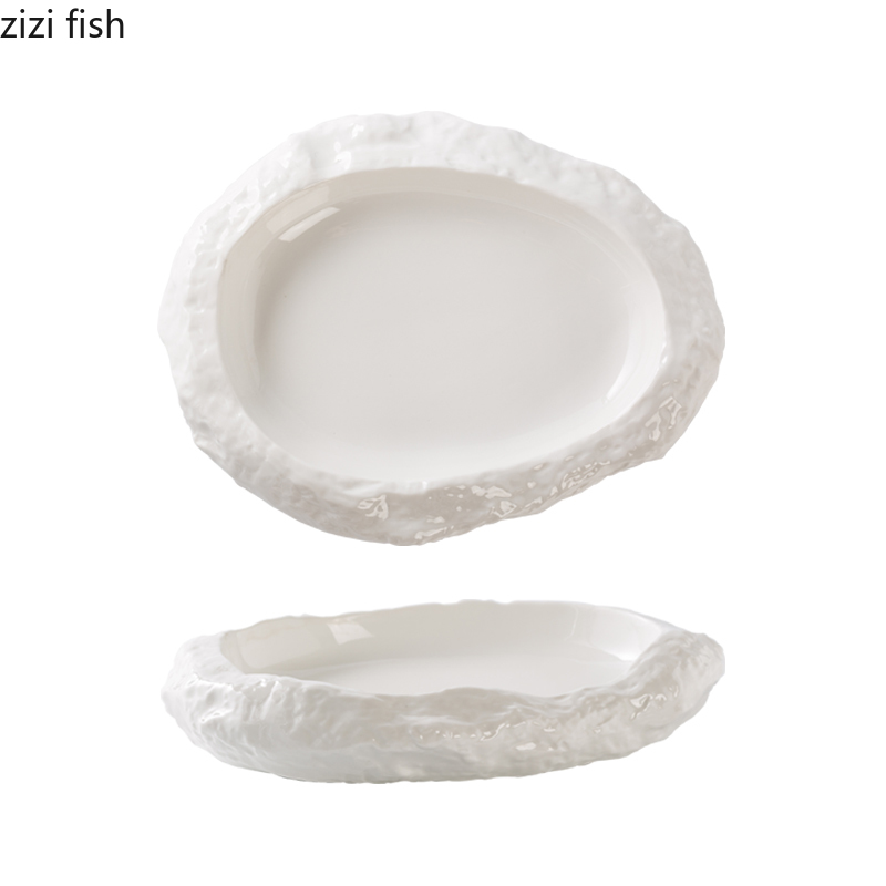 Plato de cerámica hueco para cena, plato de carne, vajilla de forma Irregular para el hogar, platos de aperitivos, bandeja de postre, plato de Pasta para restaurante