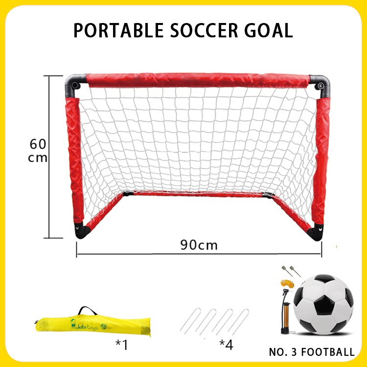 Portable Folding Youth Soccer Goal Children Sports Soccer Goal With Size 3/5 Soccer Ball No assembly required Game Football Gate: A Red Set