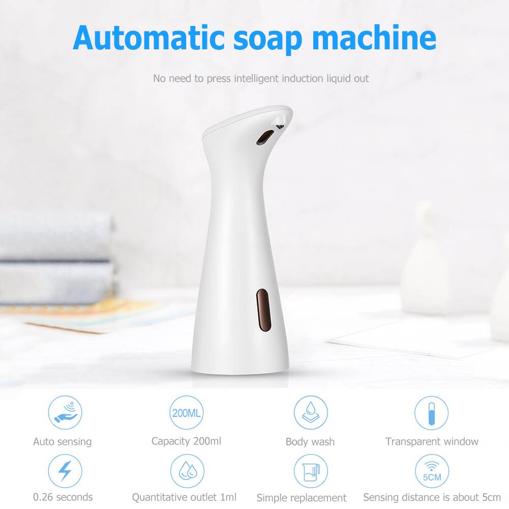 200ml Automatic Foam Dispenser Smart Induction Foam Liquid Soap Dispenser Intelligent Sensor Hand Sanitizer Soap Dispenser Touch