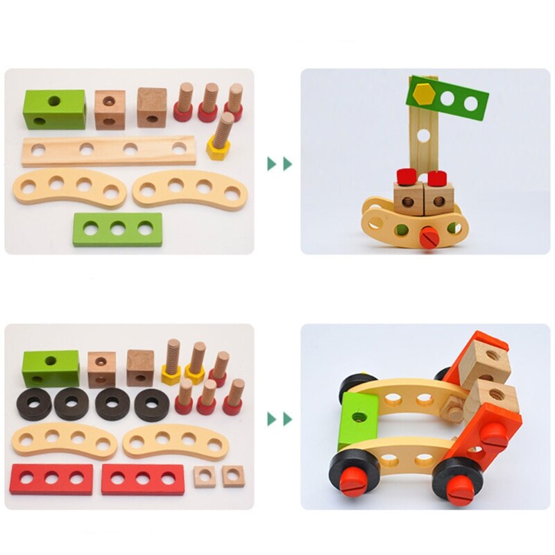 Houten Moer Vliegtuigen Model Insert Draagbare Toolbox Demontage Combinatie Speelgoed