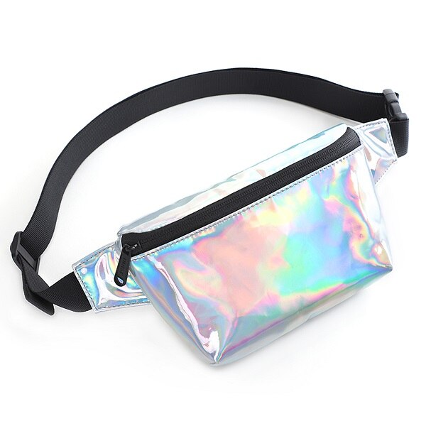 Tinyat gennemsigtige kosmetiktasker til kvinder taljetaske kvinder skuldertasker pvc crossbody makeuptaske brysttaske fanny pack: Laser hvid