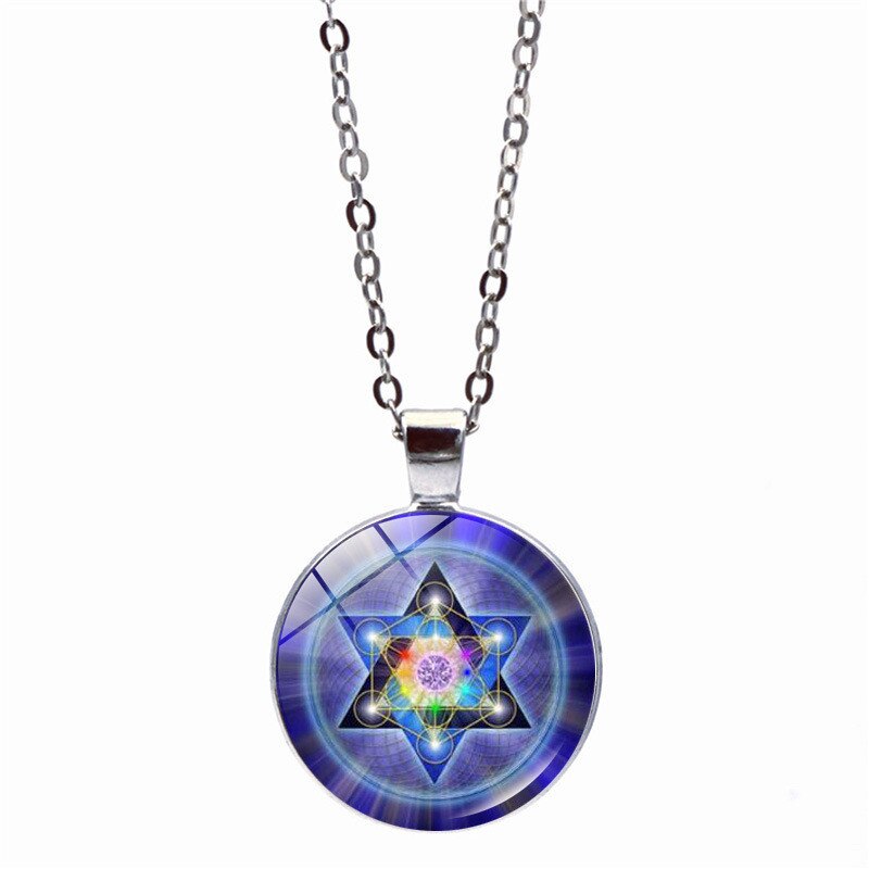 Heilige Geometrie Hexagram Magic Array Glas Hanger Ketting Armband Oorbellen Sieraden Set Totaal 4 Stuks Voor Vrouwen Mode