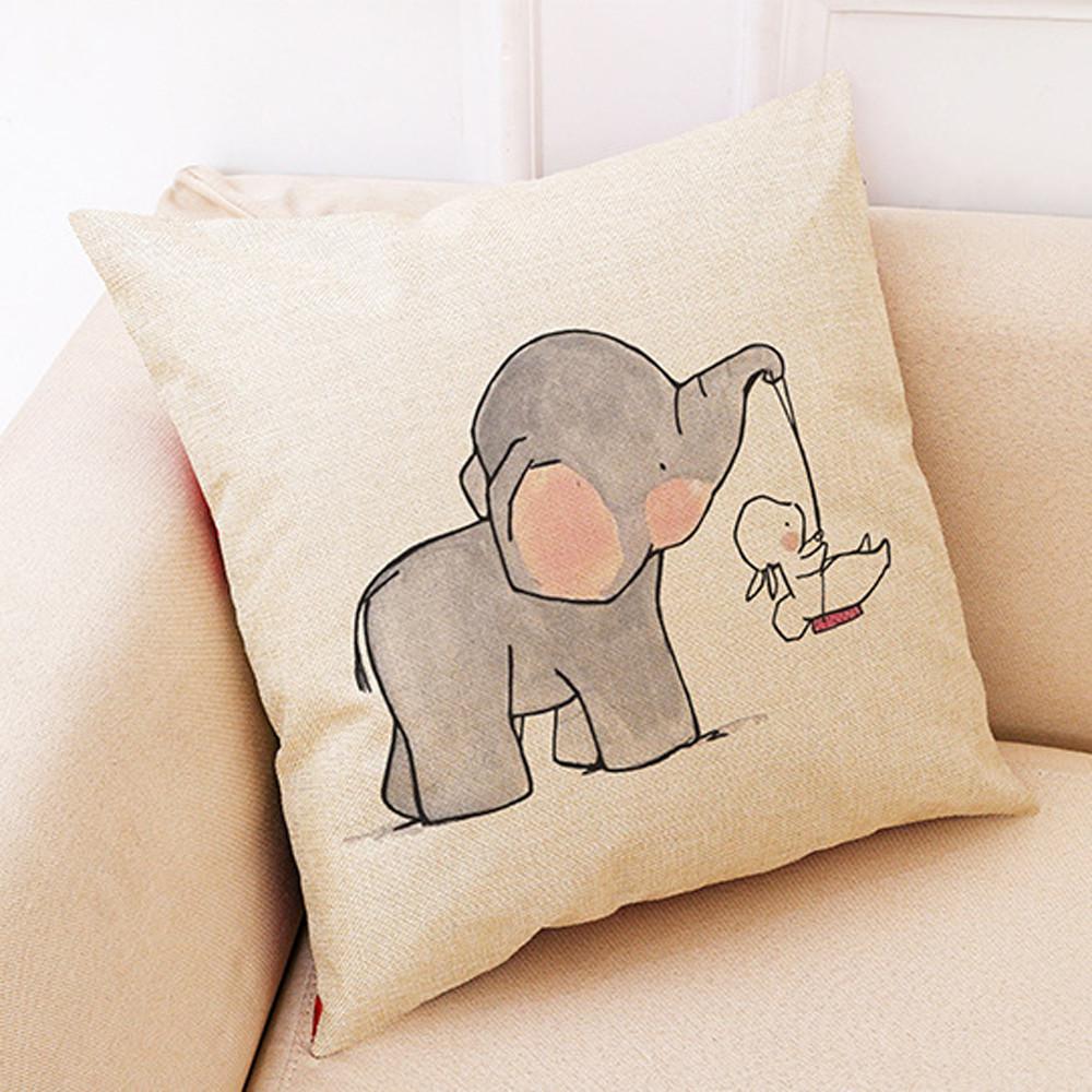 Mikksire Mode Schattige Kleine Olifant Decoratieve Kussens Sofa Kussen Linnen Seat Kussen Leuke Olifant Konijn Print D1: C