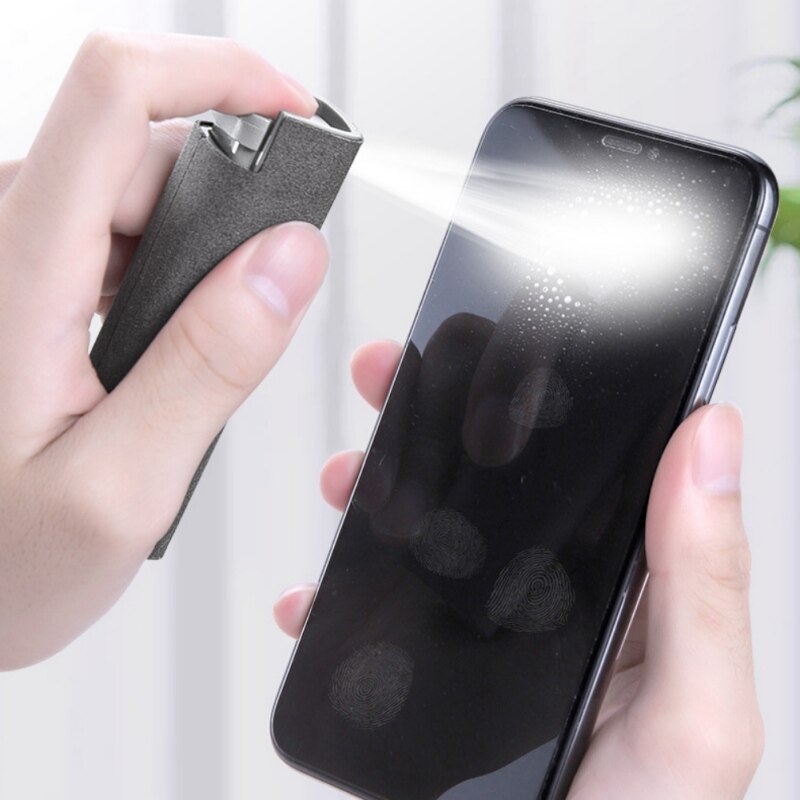 10ml Mobile Phone Computer Tv Screen Cleaning Spray With Wiping Cloth Pink Gray Portable