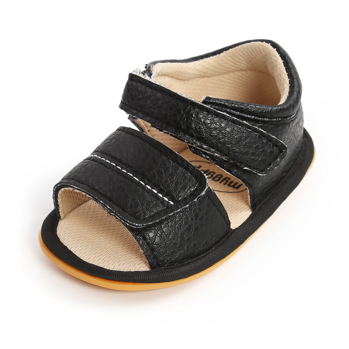 Baby Jongens Meisjes Leren Schoenen Zomer Sandalen Anti-Slip Open Teen Baby Platte Schoenen Eerste Walker Schoenen 0-18Months: Black / 13-18 months