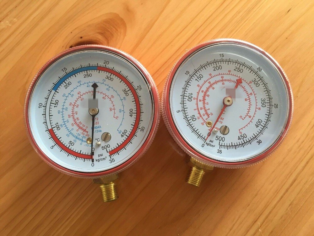 1pcs 70mm 1/8" Refrigeration Freon A/C Manifold Gauge High Pressure (Red) For R-12/R-22/R-502(R-404A/R-134a) 0-500Psi 0-35kg/cm2