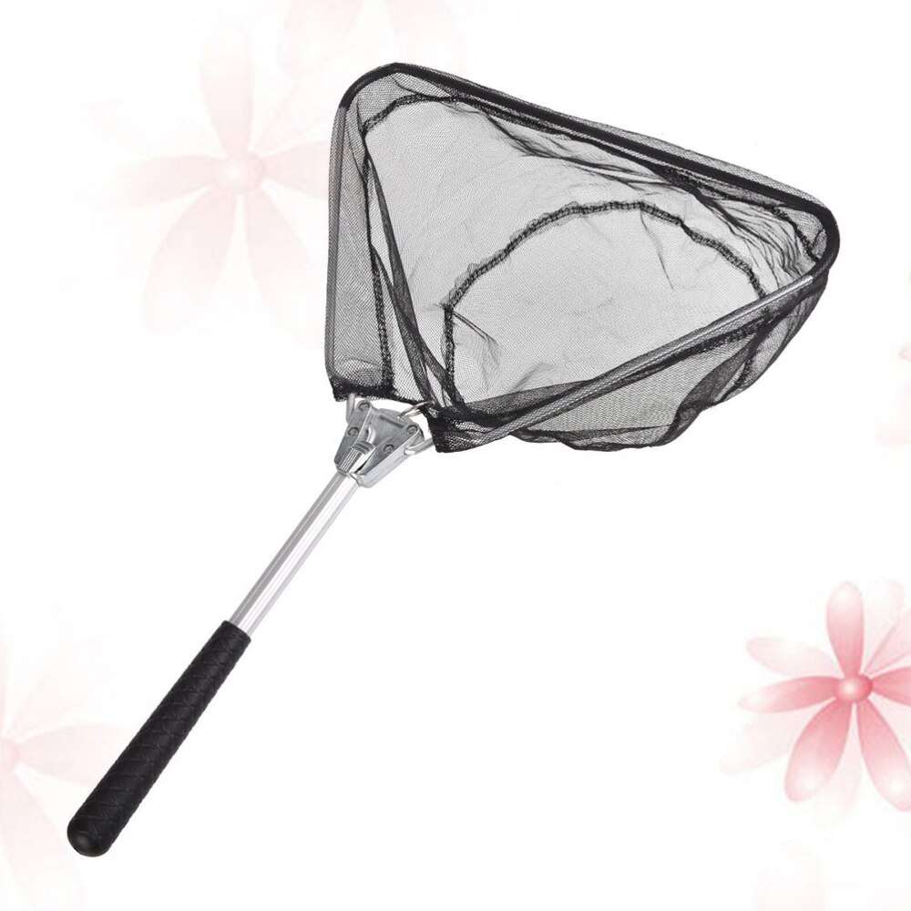 Aluminum Alloy Triangle Fishing Net Foldable Fish Landing Net Mini Collapsible Fish Catching Landing Net (50cm, Black)