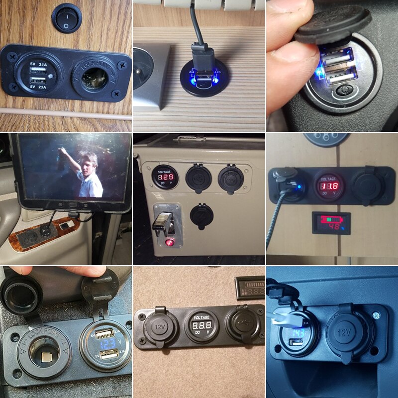 6 usb stik bil oplader adapter 2.1a & 2.1a led voltmeter stikkontakt til marine bil båd trailer autocamper motorcykel vandtæt