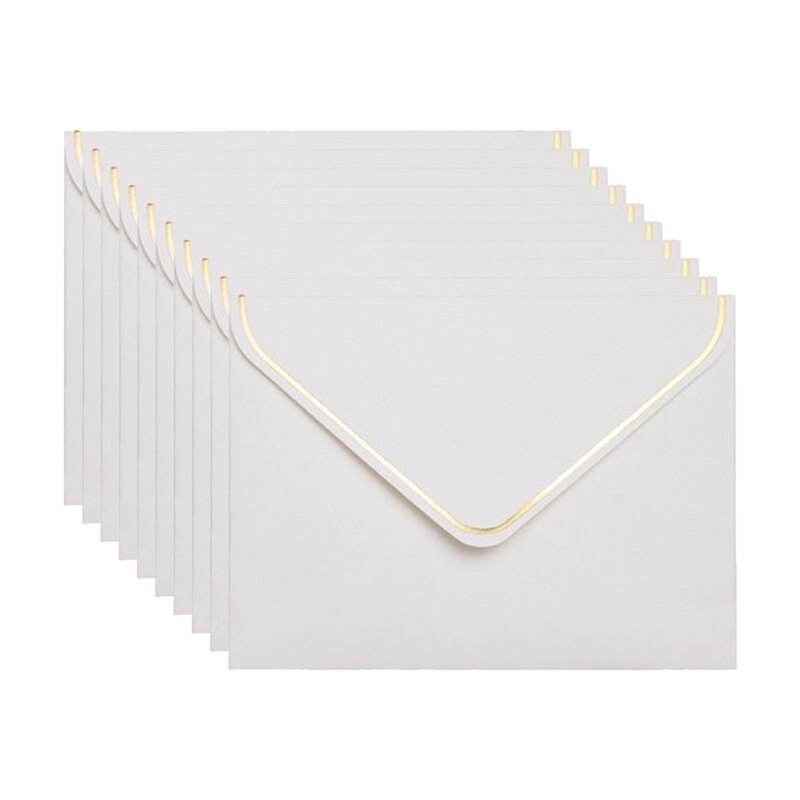 10pcs/set Stamping Blessing Simple Greeting Card Matching Envelope Message Card Birthday Greeting: White