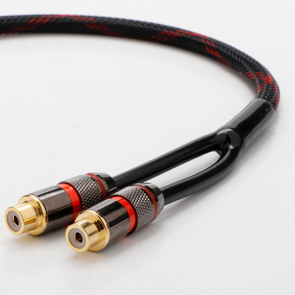Y splitter Adapterkabel Gullbelagt RCA Hann til 2 RCA Hunn 30cm til Bil MP3
