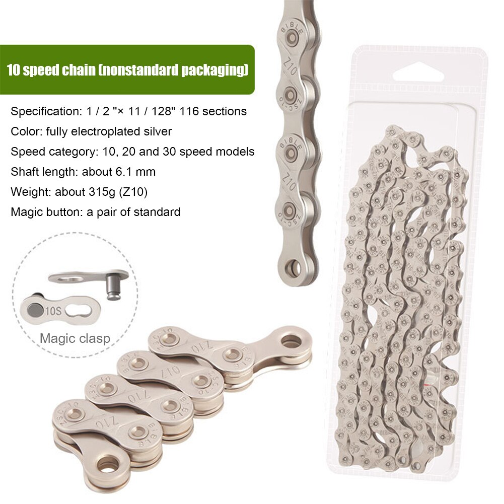 Bicycle Chain 6 7 8 9 10 11 Speed Plated MTB Road Bike Carbon Steel Silver Chains 21 24 27 30 Variable Speed Bike Accessories: 10 Speed