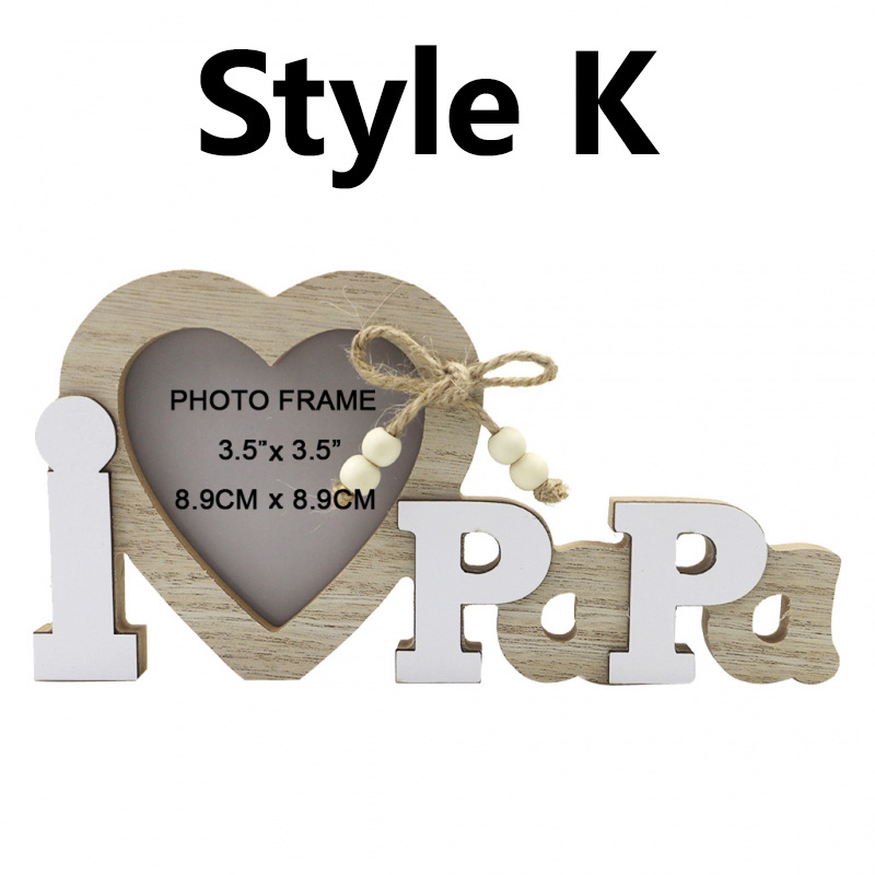 Marco de fotos de corazón de amor de madera, adornos artesanales, marco de fotos, cereza para boda, Día del Padre, Día de San Valentín, decoración de mesa,: Transparente