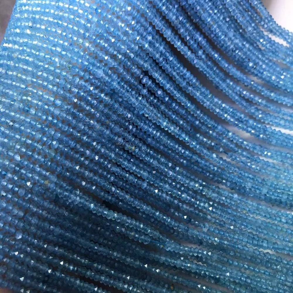 loose beads blue topaz ROUNDEL faceted 2*3MM for DIY jewelry making FPPJ nature gemstone