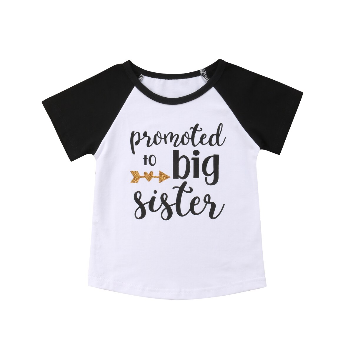 Enfants filles T-shirt-promu à grande soeur-été coton à manches courtes hauts T-shirt enfants vêtements de sport: Black / 4