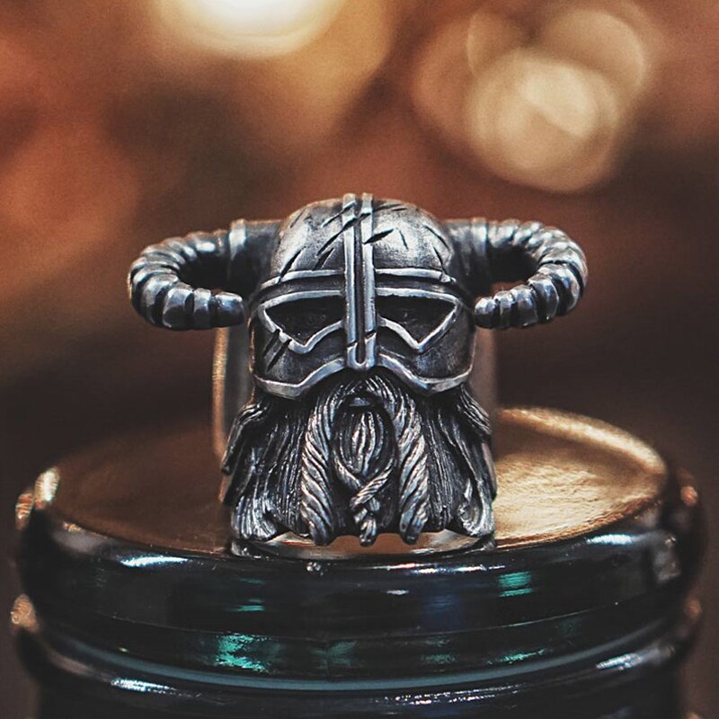 Anillo de guerrero de cuerno vikingo Vintage para hombre, joyería de Caballero de acero inoxidable resistente, estilo nórdico, único, a tienda