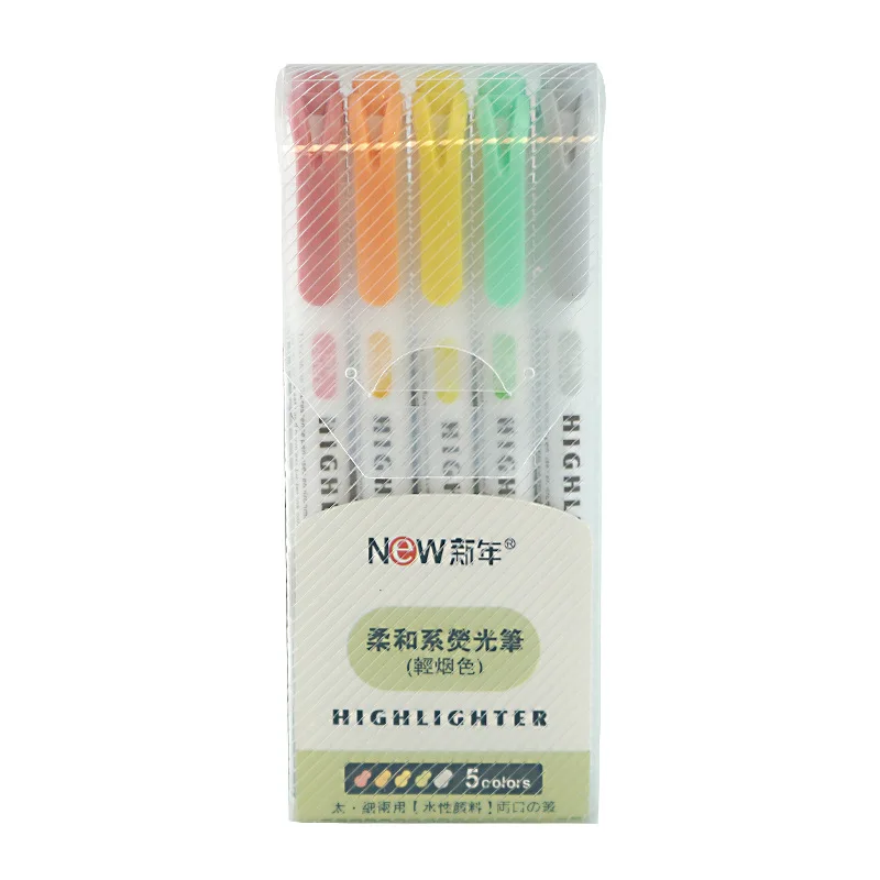 5 culori/cutie evidențiator cu două capete, markere fluorescente pentru desen, pixuri evidențiatoare, artă japoneză drăguță, stilou pastel, papetărie