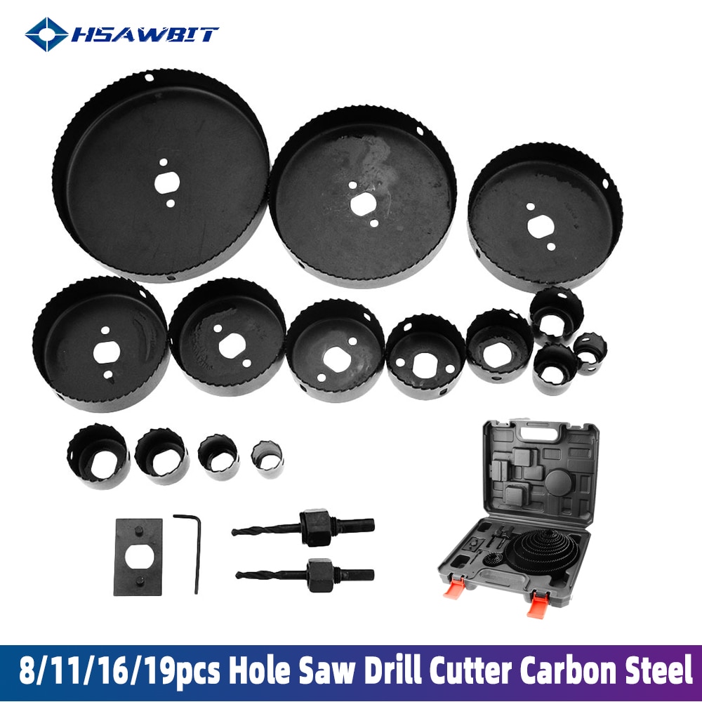Hout Boor Set 8/11/16/19Pcs Gatenzaag Boor Cutter Carbon Staal Houten Kern boor Hole Cutter Boren